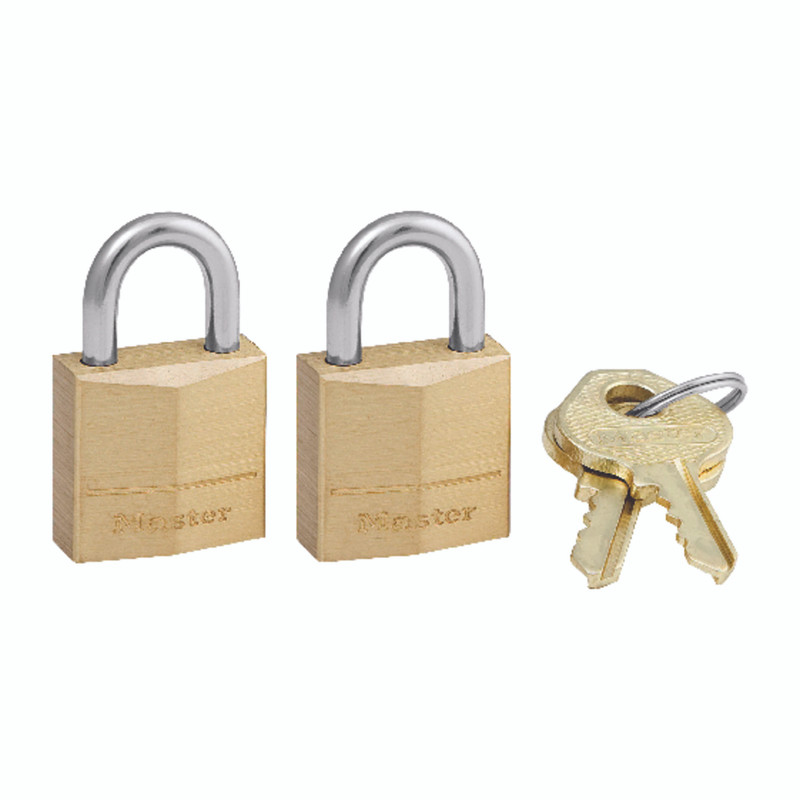 Master Lock 3/4 in. H x 7/16 in. W x 3/4 in. L Brass Pin Cylinder Padlock 2 pk Keyed Alike