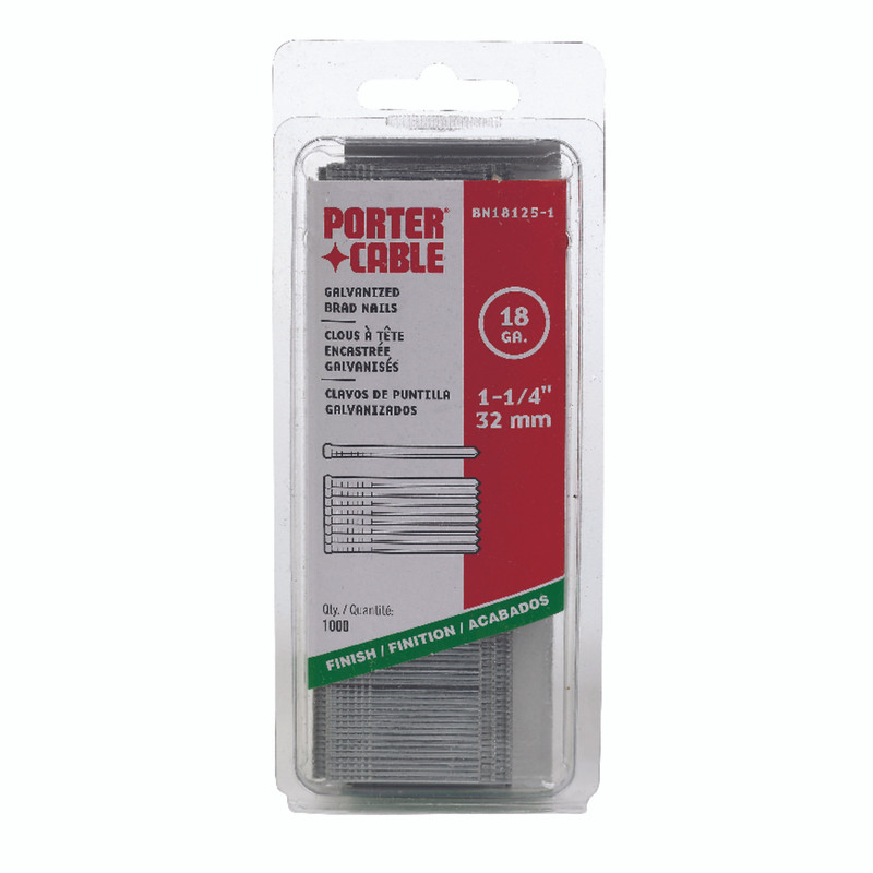 Porter Cable 1-1/4 in. 18 Ga. Straight Strip Brad Nails Smooth Shank 1,000 pk
