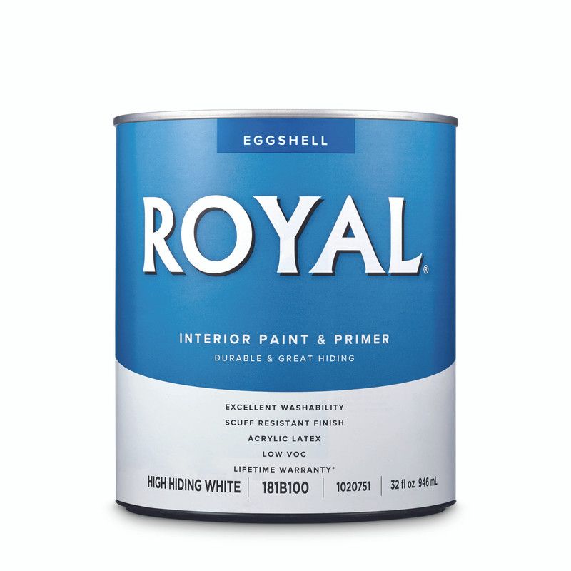 Royal Eggshell High Hiding White Acrylic Latex Paint and Primer Indoor 1 qt.