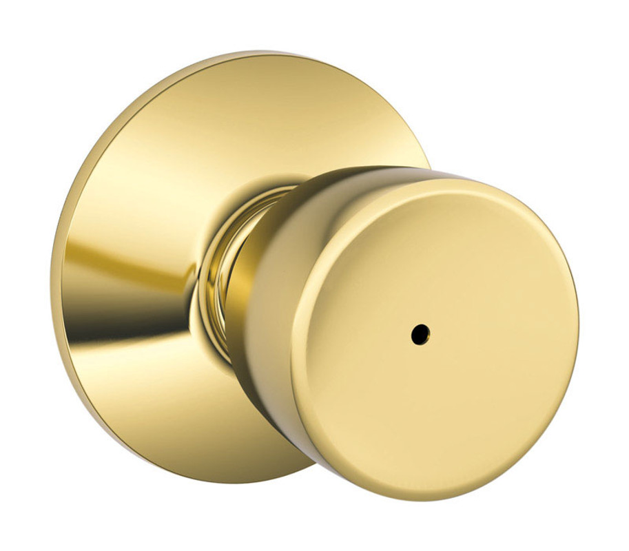 Schlage Bell Bright Brass Privacy Lockset ANSI Grade 2 1-3/4 in.