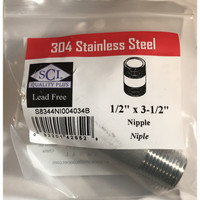 Smith-Cooper 1/2 in. MPT x 3-1/2 in. L Stainless Steel Nipple