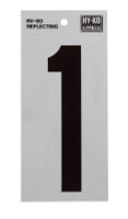 Hy-Ko 6 in. Reflective Black Vinyl Self-Adhesive Number 1 1 pc.