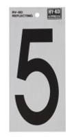 Hy-Ko 6 in. Reflective Black Vinyl Self-Adhesive Number 5 1 pc.