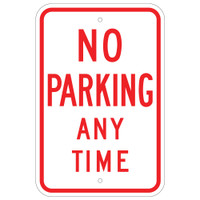 NO PARKING ANYTIME ALUMINIUM SIGN 12 X 18