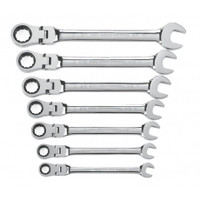 Wrench Set Ratcheting Flex Combo SAE 12 Point 7 piece