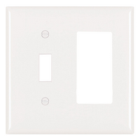 Combination Openings, 1 Toggle Switch & 1 Decorator, Two Gang, White