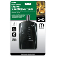Outdoor 24 Hour Digital Countdown Timer with Two Grounded Outlets Black