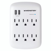 Monster Just Power It Up 1200 J 0 foot Long 6 outlets Surge Protector Wall Tap