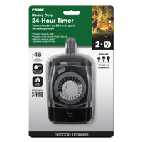 Outdoor 24 Hour Mechanical Timer With Two Grounded Outlets Black