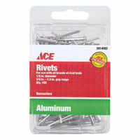 Ace 1/8 in. Dia. x 1/2 in. Aluminum Rivets Silver 100 pk