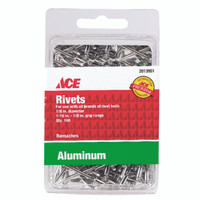 Ace 1/8 in. Dia. x 1/8 in. Aluminum Rivets Silver 100 pk