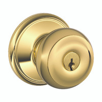 Schlage Georgian Bright Brass Entry Lockset ANSI Grade 2 1-3/4 in.