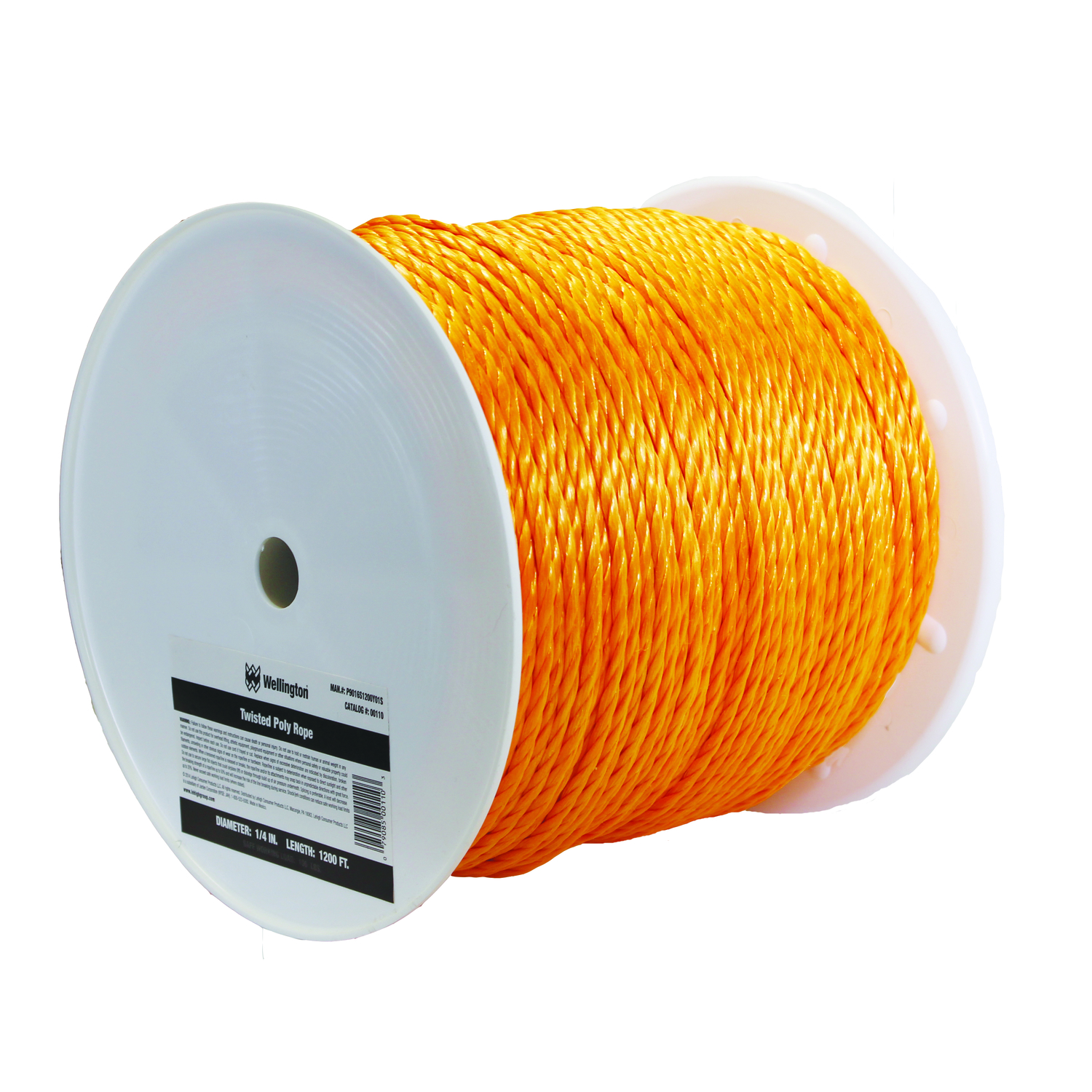 Wellington 1/4 in. Dia. x 1200 ft. L Orange Twisted Poly Rope - Miller  Industrial