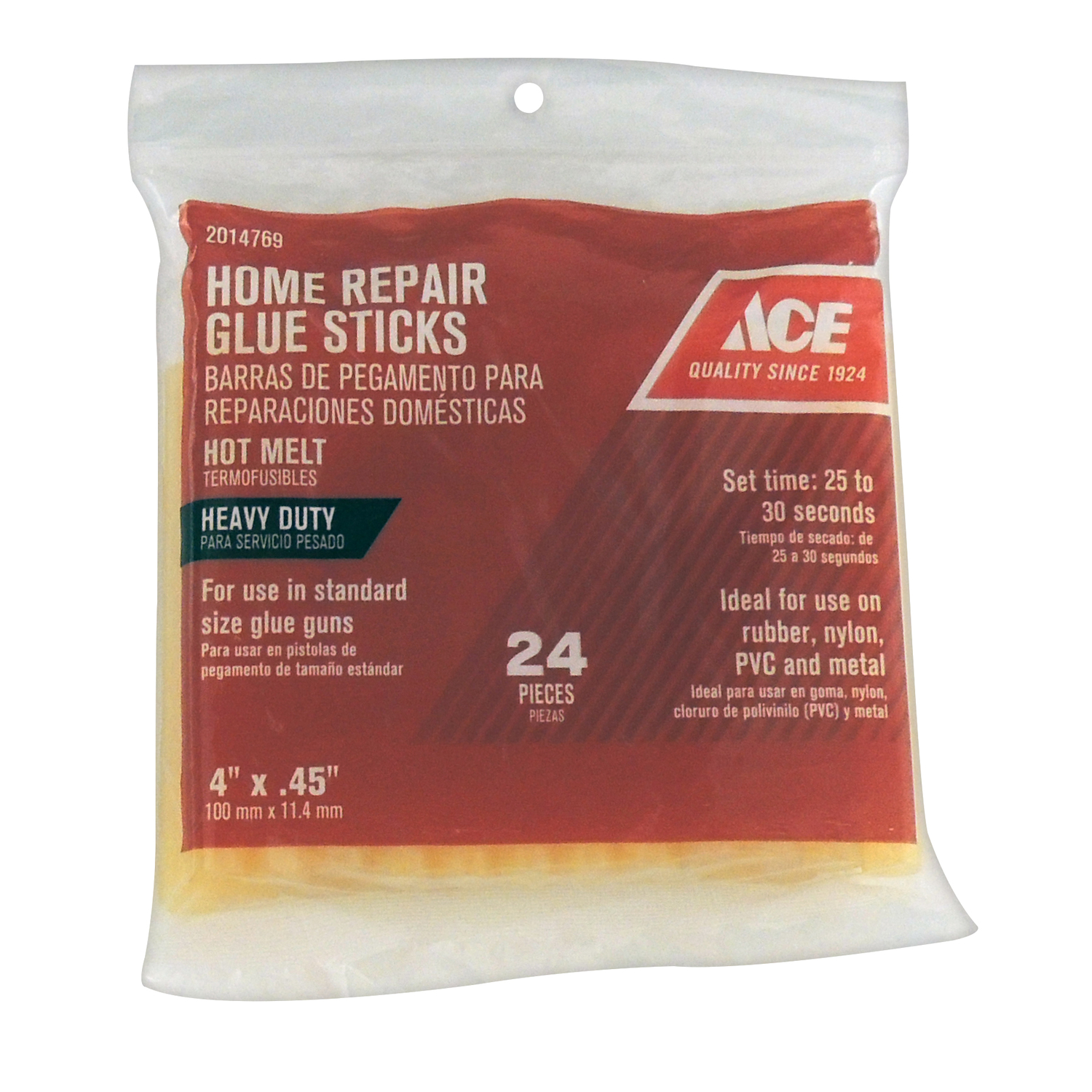 Ace .45 inch Diameter x 4 inch L Heavy Duty Glue Sticks Clear 24 pack -  Miller Industrial