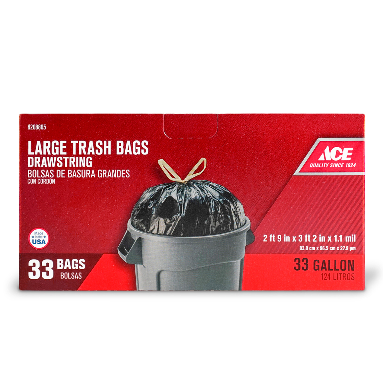 ACE 33 GALLON DRAWSTRING BAG 33 COUNT