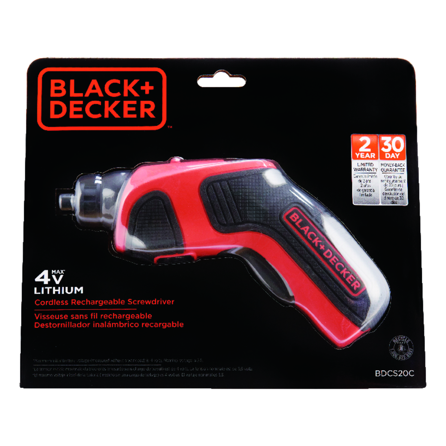  BLACK+DECKER 4V MAX* Cordless screwdriver (BDCS20C