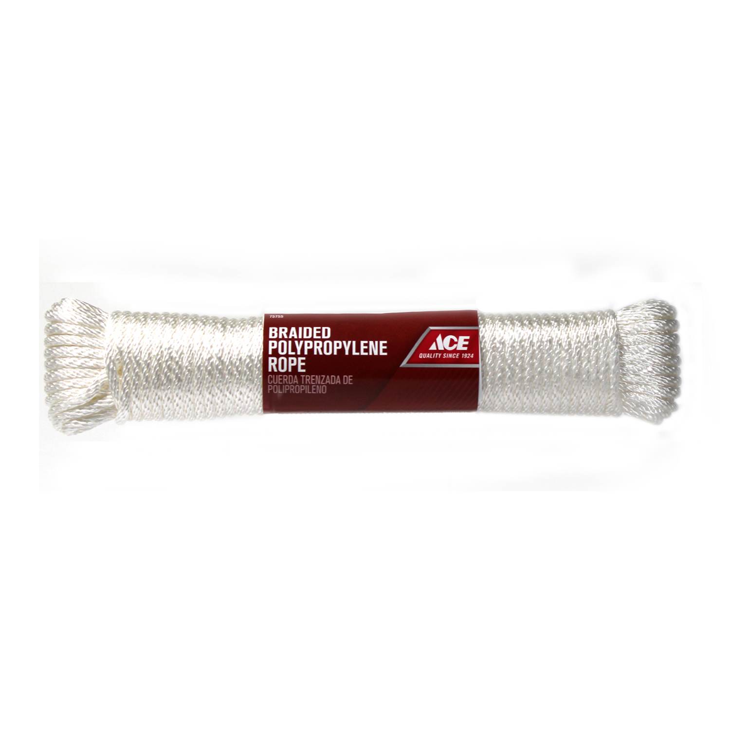 Ace 1/4 in. Dia. x 100 ft. L White Braided Poly Rope - Miller Industrial