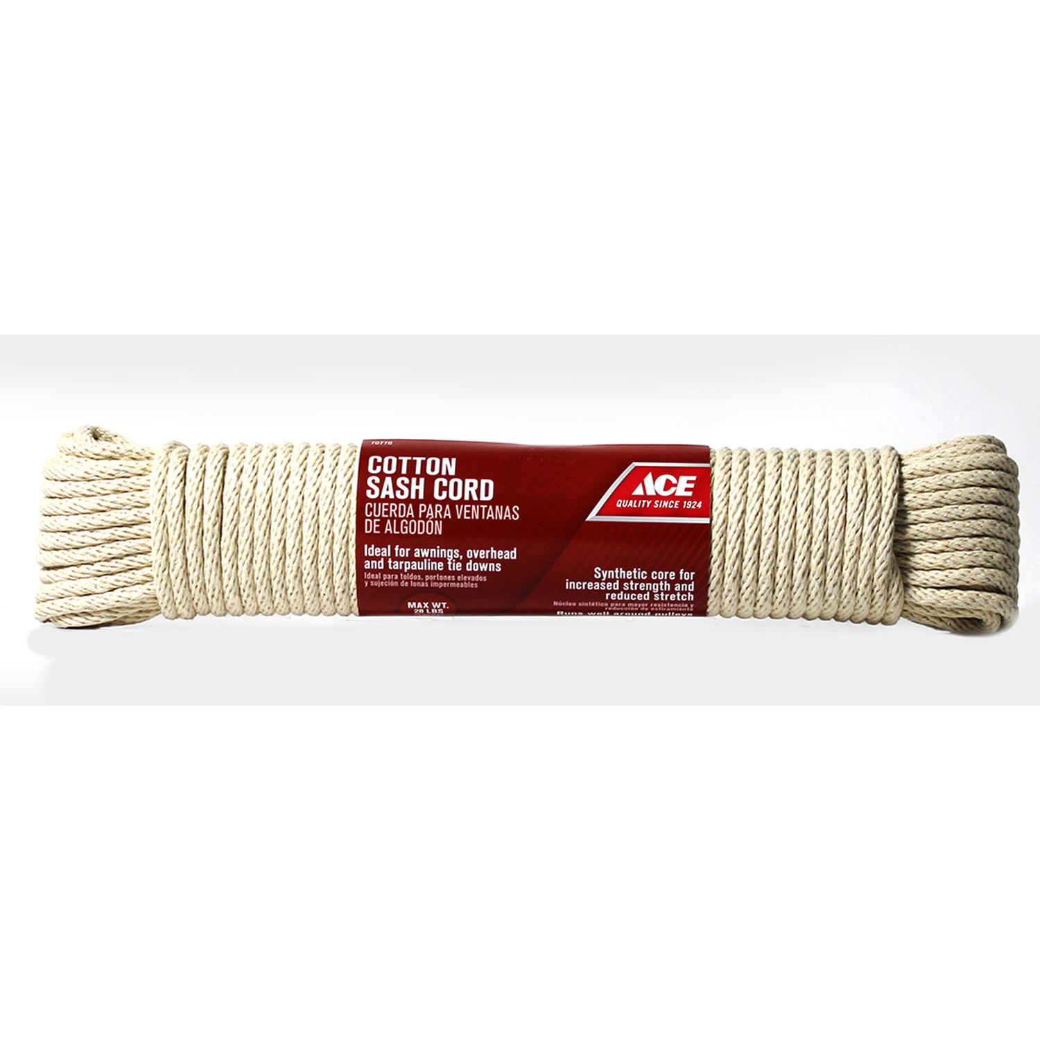 Ace 1/4 in. Dia. x 100 ft. L White Solid Braided Cotton Cord - Miller  Industrial