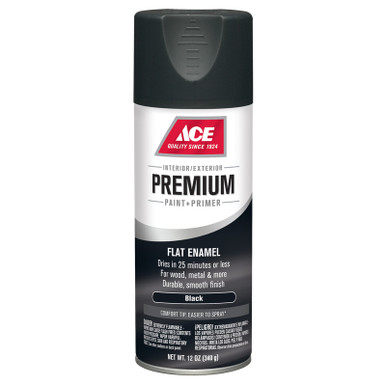 Ace Premium Satin Black Paint + Primer Enamel Spray 12 oz - Ace Hardware