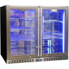 Schmick Twin Door Quiet Running Stainless Steel Triple Glazed Glass Door Bar Fridge - Model SK206-SS