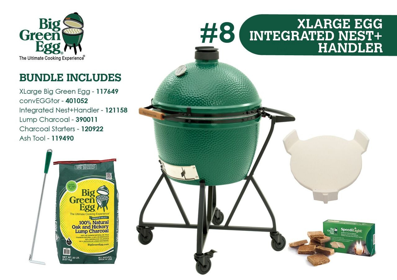 Big Green Egg Bundle XLarge Egg W/ Integrated Nest + Handler The BBQ
