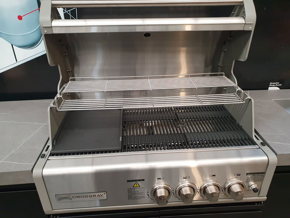 Crossray Outdoor Kitchen 4 Burner BBQ, Single fridge and Double