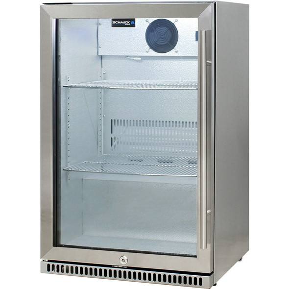 Schmick 304 Stainless Steel Bar Fridge Tropical Rated With Heated Glass and Triple Glazing 1 Door - SK118L-SS