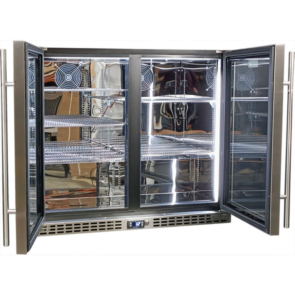 Schmick Twin Door Quiet Running Stainless Steel Triple Glazed Glass Door Bar Fridge - Model SK206-SS