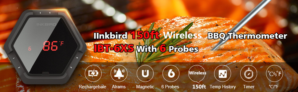 Inkbird Wireless Waterproof 150 FT Bluetooth Meat Thermometer IBT