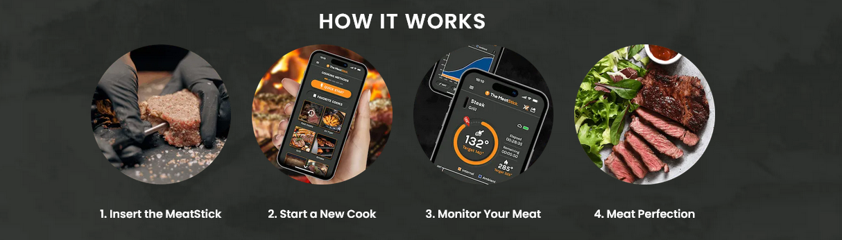 MeatStick X Set, Smart Wireless Meat Thermometer, 260ft Range Digital  Food Probe with Bluetooth