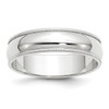 Lex & Lu 10k White Gold 6mm Milgrain Half Round Band Ring - Lex & Lu