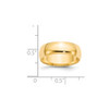 Lex & Lu 14k Yellow Gold 6mm LTW Half Round Band Ring- 3 - Lex & Lu