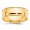 Lex & Lu 14k Yellow Gold 8mm Milgrain Half Round Band Ring - Lex & Lu