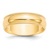 Lex & Lu 14k Yellow Gold 6mm LTW Milgrain Half Round Band Ring - Lex & Lu