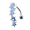 Lex & Lu Steel Gem Navel Belly Button Ring Body Piercing w/CZ Dangle-ETR132-BL-Lex & Lu