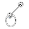 Lex & Lu Steel Crystal Cz Gem Slave Tongue Ring Barbell Body Piecing 10G-Lex & Lu