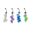 Lex & Lu Steel Curved Belly Ring with Mirrored Disc Dangles 14G GSC101-Lex & Lu