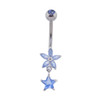 Lex & Lu Steel Curved Belly Ring w/Small Star Dangle-Blue MMD105