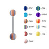 Lex & Lu Steel Straight Tongue Barbell w/Acrylic Striped Balls 14G 5/8"-2-Lex & Lu