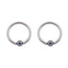 Lex & Lu Pair of Steel Captive Bead Ring CBR w/Hematite Ball 16 Gauge-Lex & Lu