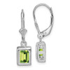 Lex & Lu Sterling Silver 7x5mm Emerald Cut Peridot Leverback Earrings - Lex & Lu