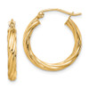 Lex & Lu 10k Yellow Gold Polished 3mm Twisted Hoop Earrings LAL101776 - Lex & Lu