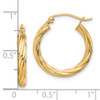 Lex & Lu 10k Yellow Gold Polished 3mm Twisted Hoop Earrings LAL101776 - 4 - Lex & Lu