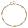 Lex & Lu 14k Tri-color Gold 3-Strand D/C Beaded Anklet 10'' - 5 - Lex & Lu