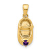 Lex & Lu 14k Yellow Gold 3-D February/Synthetic Stone Engravable Shoe Charm - Lex & Lu