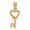 Lex & Lu 14k Yellow Gold Polished Heart Key Pendant - 3 - Lex & Lu