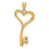 Lex & Lu 14k Yellow Gold w/Rhodium Polished Heart Key Pendant - Lex & Lu