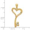 Lex & Lu 14k Yellow Gold w/Rhodium Polished Heart Key Pendant - 4 - Lex & Lu