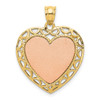 Lex & Lu 14k Two-tone Gold Polished and Satin Heart Pendant - Lex & Lu