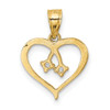 Lex & Lu 14k Yellow Gold 2-CZ Cut-out Heart Pendant - 3 - Lex & Lu